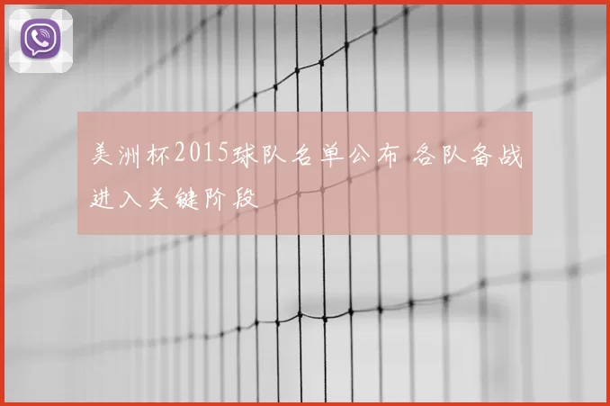 美洲杯2015球队名单公布 各队备战进入关键阶段